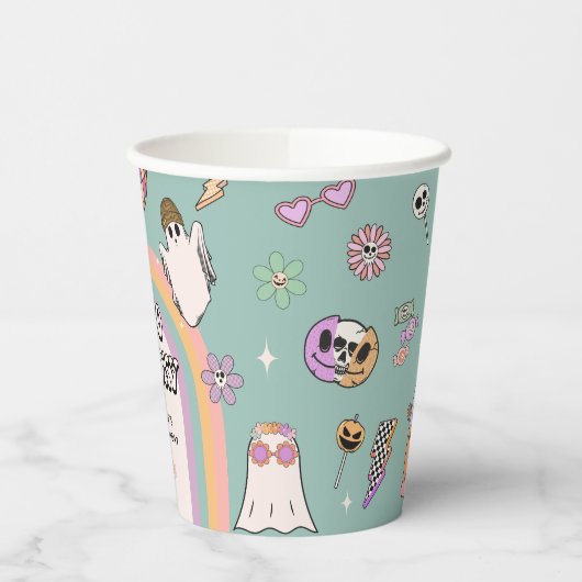 Twee Spooky Retro Fun Halloween 2e Verjaardagsfees Papieren Bekers (Links)