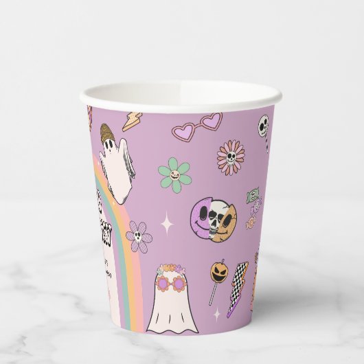 Twee Spooky Retro Fun Halloween 2e Verjaardagsfees Papieren Bekers (Links)