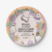 Twee Spooky Retro Fun Halloween 2e Verjaardagsfees Papieren Bordje (Voorkant)