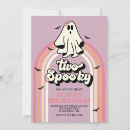 Twee Spooky Retro Halloween Ghost Verjaardag Kaart