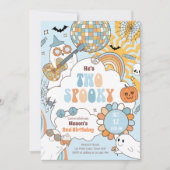 Twee spooky retro halloween jongen tweede verjaard kaart (Voorkant)