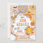 Twee spooky retro halloween meisje tweede verjaard kaart (Voorkant)