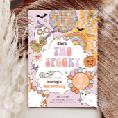Twee spooky retro halloween meisje tweede verjaard kaart