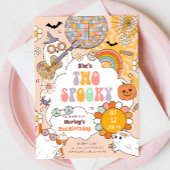 Twee spooky retro halloween meisje tweede verjaard kaart