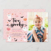 Twee Spooky Roze Halloween Ghost 2e Verjaardag Fot Kaart (Voorkant / Achterkant)