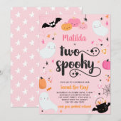 Twee Spooky Roze Halloween Ghost 2e Verjaardagsfee Kaart (Voorkant / Achterkant)