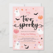 Twee Spooky Roze Halloween Schattige Ghost 2e Verj Kaart (Voorkant)