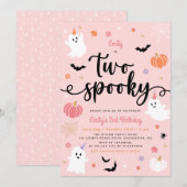 Twee Spooky Roze Halloween Schattige Ghost 2e Verj Kaart (Voorkant / Achterkant)
