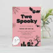 Twee Spooky Roze Halloween Tweede verjaardagsfeest Kaart (Staand voorkant)