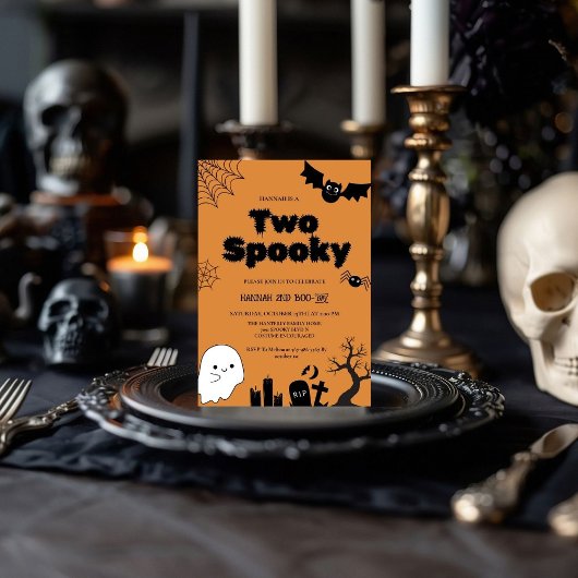 Twee Spooky Roze Halloween Tweede verjaardagsfeest Kaart