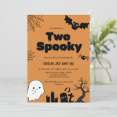 Twee Spooky Roze Halloween Tweede verjaardagsfeest Kaart (Staand voorkant)