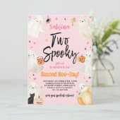 Twee Spooky Roze Halloween Verjaardag Kostuum Part Kaart (Staand voorkant)