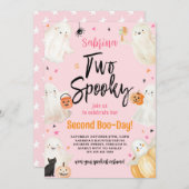 Twee Spooky Roze Halloween Verjaardag Kostuum Part Kaart (Voorkant / Achterkant)