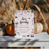 Twee Spooky Roze Halloween Verjaardag Uitnodiging