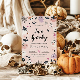 Twee Spooky Roze Halloween Verjaardag Uitnodiging