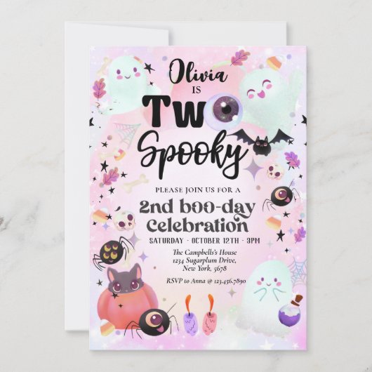 twee spooky roze spook Halloween Kaart (Voorkant)