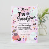 twee spooky roze spook Halloween Kaart (Staand voorkant)