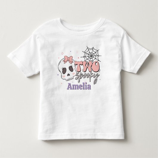 Twee Spooky Schattigee Roze Halloween Naam Verjaar Kinder Shirts (Voorkant)