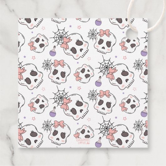 Twee Spooky Schattigee Roze Halloween Verjaardag B Bedankjes Labels (Achterkant)