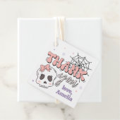 Twee Spooky Schattigee Roze Halloween Verjaardag B Bedankjes Labels (In situ)