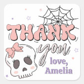 Twee Spooky Schattigee Roze Halloween Verjaardag B Vierkante Sticker (Voorkant)