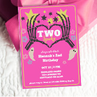 Twee Spooky Skeleton Girls Tweede Verjaardag