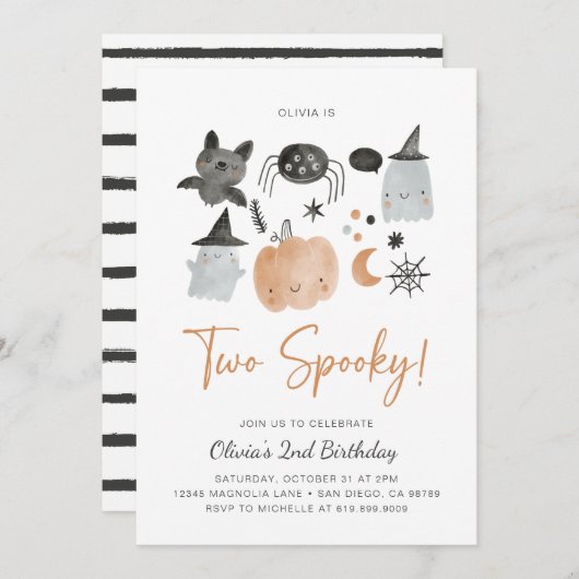 Twee Spooky | Spook Uitnodiging | Spooky 2de verja (Voorkant / Achterkant)