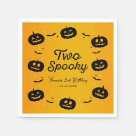 Twee Spooky Verjaardag Halloween Pumpkins & Bats Servet