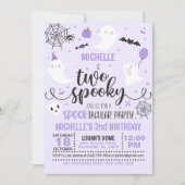 Twee Spooky Verjaardagsuitnodiging - Meisje (Paars Kaart (Voorkant)