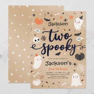 Twee Spooky Vintage Halloween Ghost 2e verjaardag Kaart