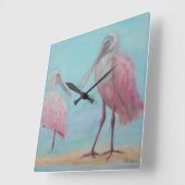 TWEE SPOONBILLEN wandklok (Hoek)