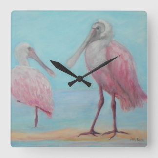 TWEE SPOONBILLEN wandklok