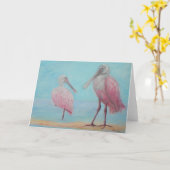 TWEE SPOONBILLS Wenskaart Kaart (Gele Bloem)