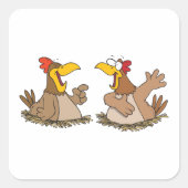 Twee sprekende kippen pleisters ticker vierkante sticker (Voorkant)