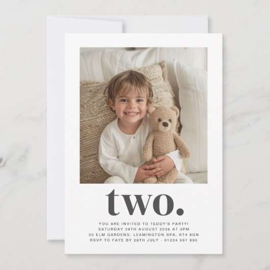 Twee - Square Photo Birthday Invitation Kaart (Voorkant)