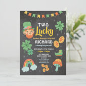 Twee St. Patricks Dag 2e Verjaardag Feest Uitnodig Kaart (Staand voorkant)