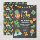 Twee St. Patricks Dag 2e Verjaardag Feest Uitnodig Kaart (Voorkant / Achterkant)