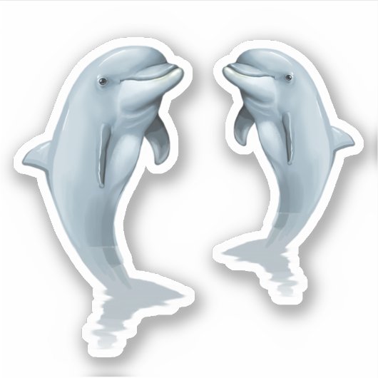 Twee staande dolfijnen in vorm Stickers blad (Voorkant)