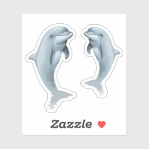 Twee Staande Dolfijnen Vorm Stickers Vel