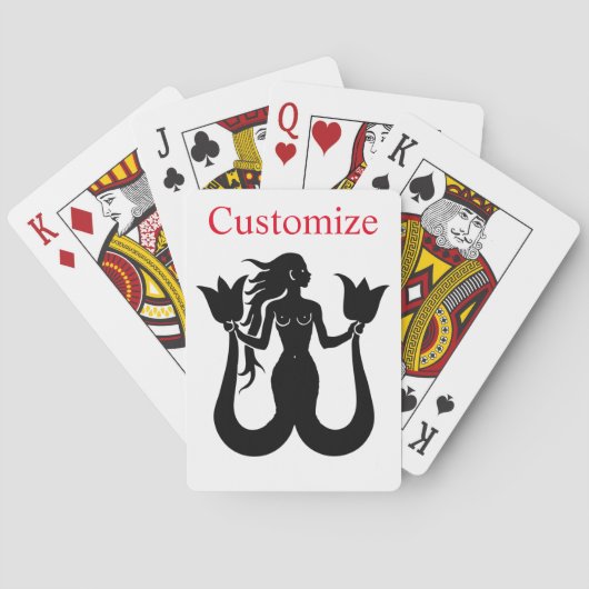 Twee-Staart Zeemeermin Silhouet Thunder_Cove Pokerkaarten (Achterkant)