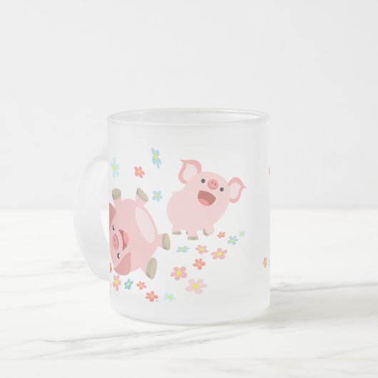 Twee staartvarkens in voorjaarsvorste Mok (Voorkant links)