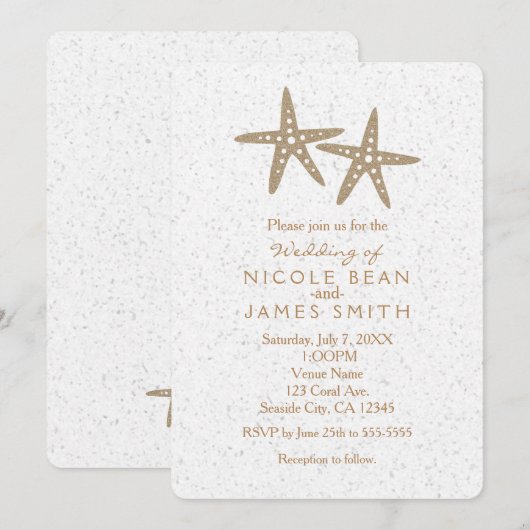Twee Starfish Beach bruiloft uitnodigingen (Voorkant / Achterkant)