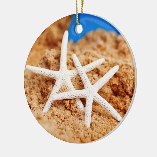 Twee Starfish bij de strand Keramisch Ornament (Links)