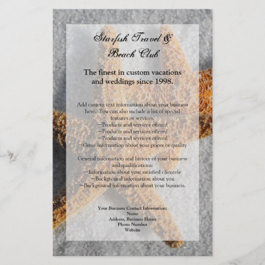 Twee Starfish in de Zand, de Beach Flyer of het Pr (Voorkant)