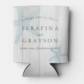 Twee  Starfish op Wood Rustic Beach Wedding Blikjeskoeler (Voorkant)