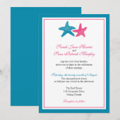 Twee Starfish Peacock en roze bruiloft Kaart (Voorkant / Achterkant)