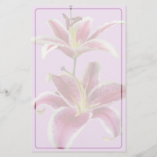Twee Stargazer Lilies Stationery Briefpapier (Voorkant)