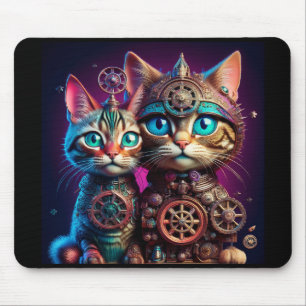 Twee Steampunk Kittens Poseren Muismat