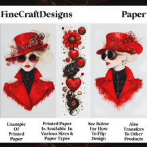 Twee Steampunk Vrouwen In Rood CH4 Scrapbook Papie