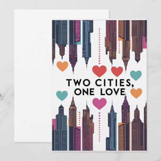 Twee steden één houdt van Kaart (Voorkant / Achterkant)